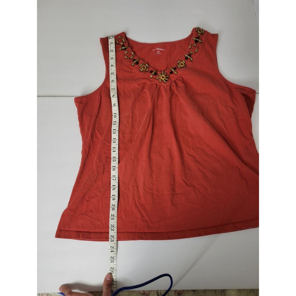 Croft & Barrow Womens XL Boho Hippie Y2K Forest Fairy Casual Wood Bead Tank Top - Picture 3 of 7